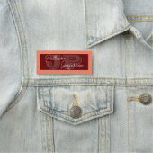 Porte-nom Rose Corail Rouge Foncé Monogrammé Main Levée (En situation)