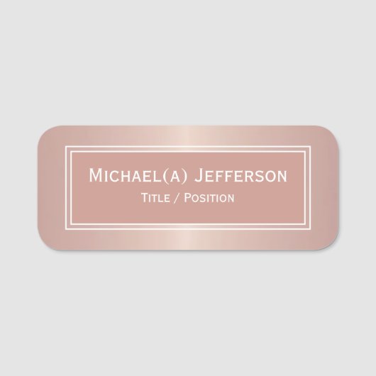 Porte-nom Rose de luxe attrayant oeil or métal rose moderne (Devant)