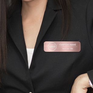 Porte-nom Rose de style métallique Gold Safety Pin Employé