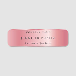 Porte-nom Rose de texte personnalisé élégant Or Modèle glamo