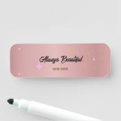 Porte-nom Rose Esthétique Gold Script Calligraphie (En situation)