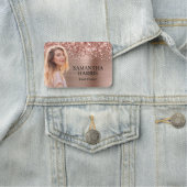 Porte-nom Rose Glitter Gold Foil découpe photo (En situation)