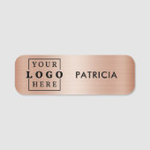 Porte-nom Rose Gold Business Logo Entreprise Employé (Devant)
