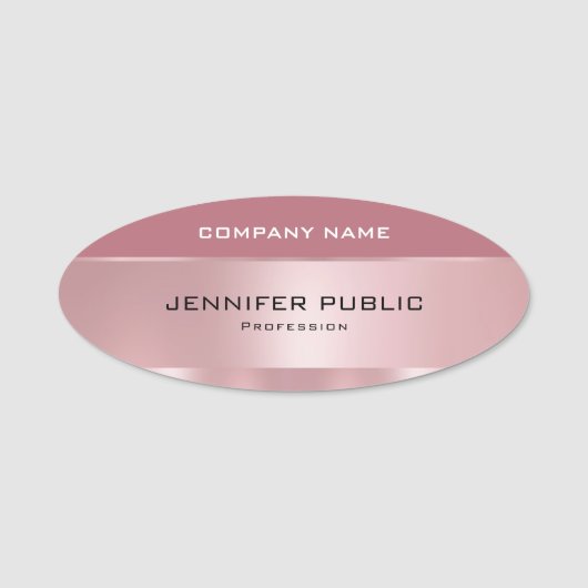 Porte-nom Rose Gold Elegant Moderne Design tendance Modèle (Devant)