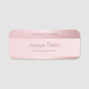 Porte-nom Rose Gold Elegant Nom de script manuscrit Moderne