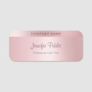 Porte-nom Rose Gold Élégant Script à main Modèle moderne