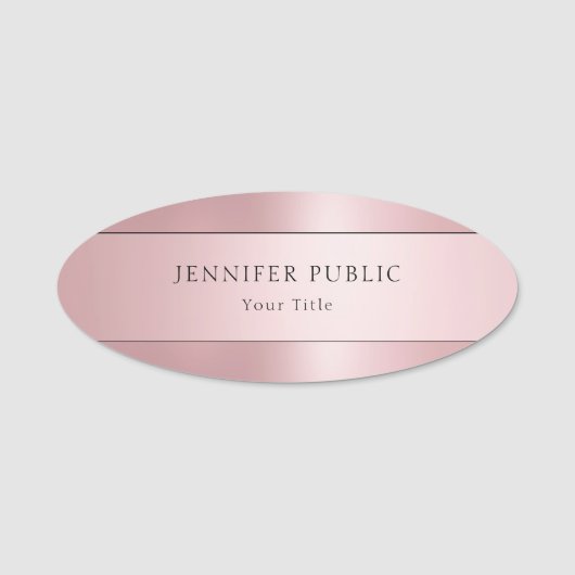 Porte-nom Rose Gold Elegant simple Modèle tendance Oval (Devant)