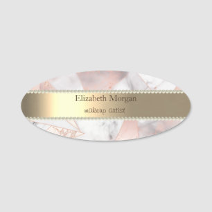 Porte-nom Rose Gold Géométrique Marbre Tendance