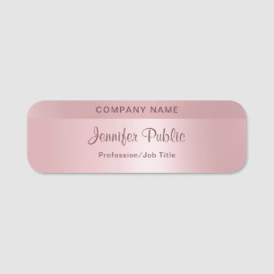 Porte-nom Rose Gold Hand Script tendance Modèle chic élég