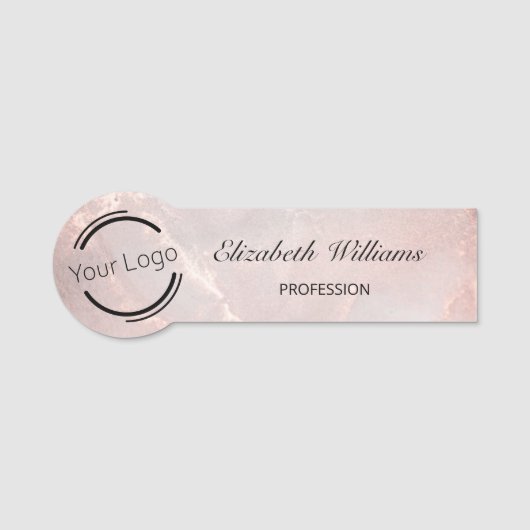 Porte-nom Rose Gold  Ink Marble | Logo  (Devant)