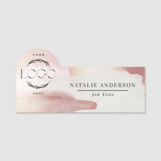 Porte-nom Rose gold moderne féminin rose (Devant)