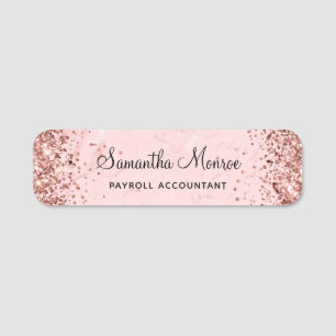Porte-nom Rose Gold Pailleté Blush Rose Marbre