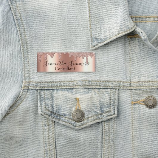 Porte-nom Rose Gold Parties scintillant Drivers Custom Busin (En situation)