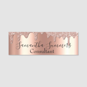 Porte-nom Rose Gold Parties scintillant Drivers Custom Busin