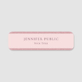 Porte-nom Rose Gold Parties scintillant moderne Modèle élég (Devant)