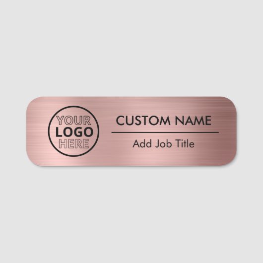 Porte-nom Rose Gold Style métallique Logo d'entreprise Emplo (Devant)