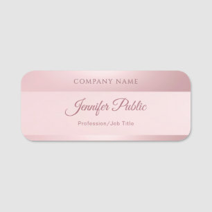 Porte-nom Rose manuscrit Gold Modèle Élégant Moderne