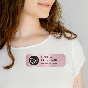 Porte-nom Rose métallique Gold Company Logo employé magnétiq
