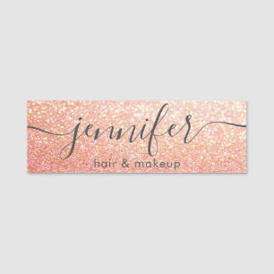 Porte-nom Rose or glittery script tendance