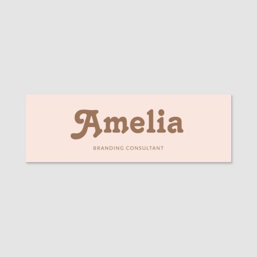 Porte-nom Rose orange blush simple rétro (Devant)