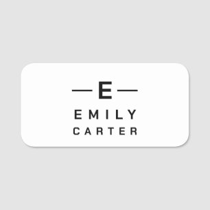 Porte-nom Rose Pâle Or Monogramme Élégant Design Minimaliste