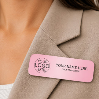 Porte-nom Rose Pâle Rustique Logo Personnalisé Employé