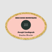 Porte-nom Rose rose & Nom de l'employé & Logo (Devant)