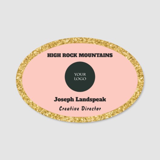 Porte-nom Rose rose & Nom de l'employé & Logo (Devant)