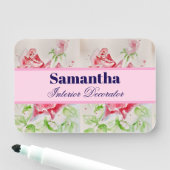 Porte-nom Rose rouge Aquarelle Rose Rose Floral (En situation)