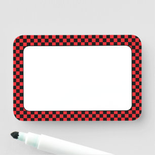 Porte-nom Rouge et Noir à Carreaux 3x2