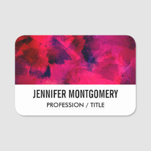 Porte-nom Rouge foncé et violet Gras & Abstrait moderne