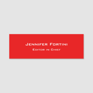 Porte-nom Rouge Plain élégant minimaliste moderne