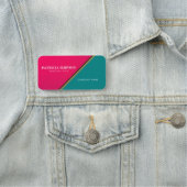 Porte-nom Ruban doré Diagonal moderne rose / bleu vert Teal (En situation)