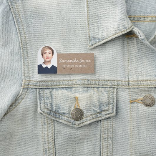 Porte-nom Rustic Modern script manuscrit photo recyclé (En situation)