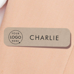 Porte-nom Rustique Kraft Logo d'entreprise Personnel emplo