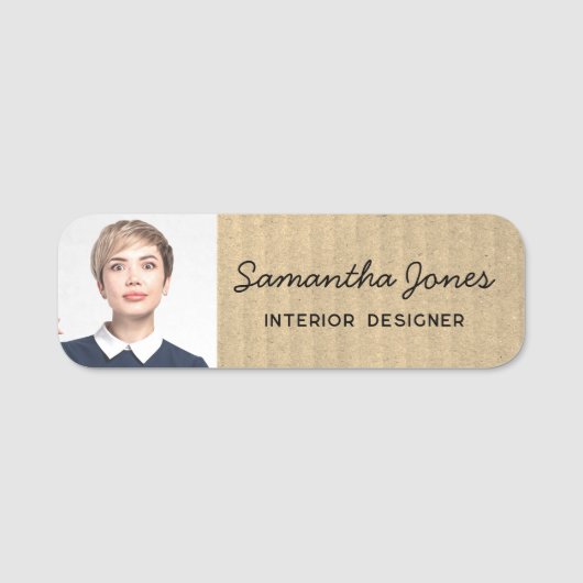 Porte-nom Rustique moderne écriture manuscrite photo Kraft C (Devant)