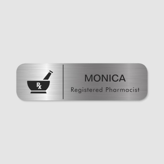 Porte-nom RX Pharmacy Logo Pharmacist Medical Care Name Tag (Devant)
