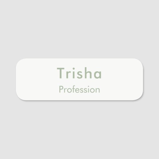 Porte-nom Sage Green Modern Script Custom Employee ID (Devant)