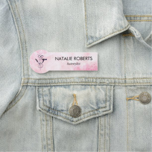Porte-nom Salon de beauté aquarelle rose