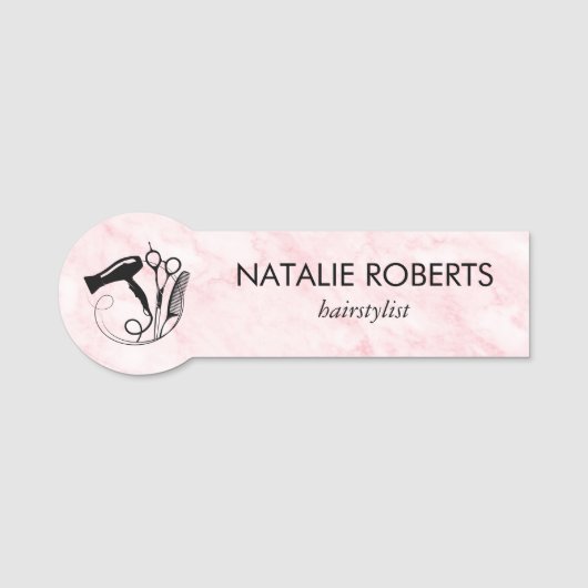 Porte-nom Salon de beauté Pink Marble (Devant)