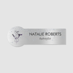 Porte-nom Salon de beauté Silver Glitter