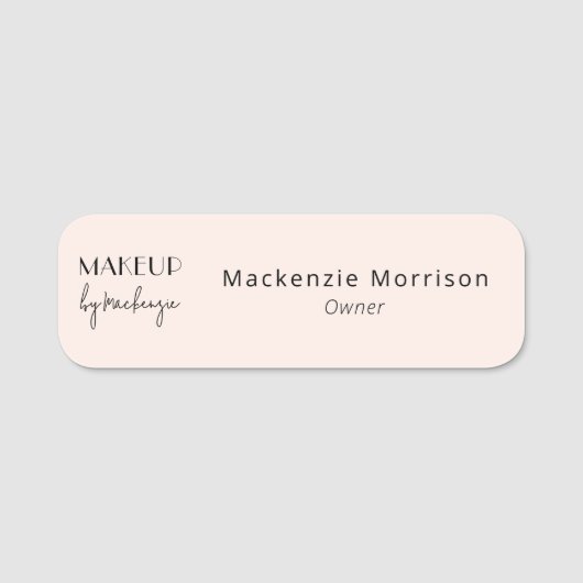 Porte-nom Salon de Maquillage Rose Pâle Noir (Devant)