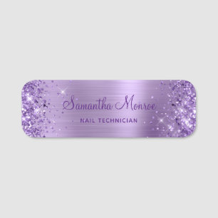 Porte-nom Salon de style métallisé violet clair scintillant