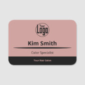 Porte-nom Salon d'expertise en logo rose noir professionnel (Devant)