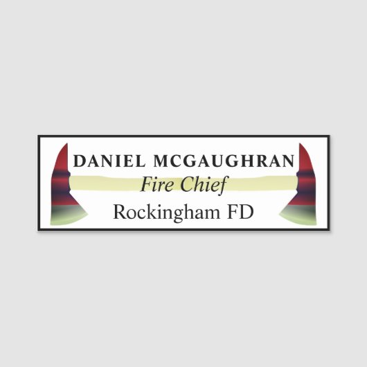 Porte-nom Sapeurs-pompiers de hache du feu (Devant)