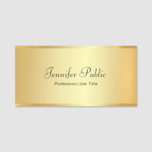 Porte-nom Script à la main Moderne Elegant or Modèle (Devant)
