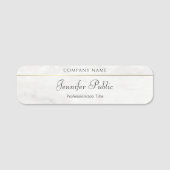 Porte-nom Script de calligraphie Modèle Gold Marbre blanc (Devant)