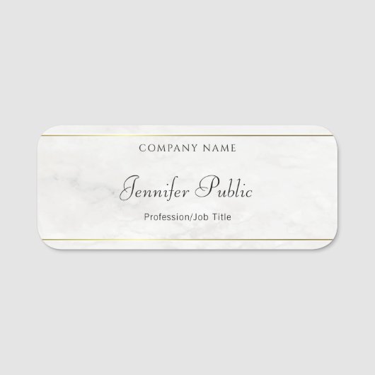 Porte-nom Script de nom de main élégante pour Marbre blanc G (Devant)