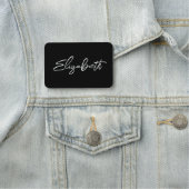 Porte-nom Script de pinceau moderne noir et blanc (En situation)