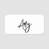 Porte-nom Script de pinceau noir prénom (Devant)